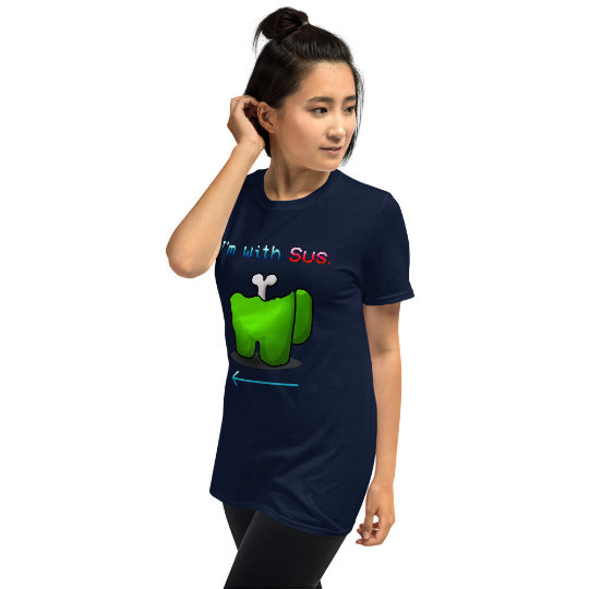 Among Us I'm with Sus T-Shirt Green Bone | Video Game Christmas